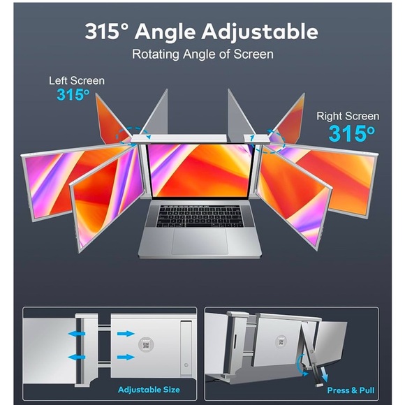 Laptop Screen Extender, 14" FHD 1080P Dual Screen Monitor - Picture 7 of 9